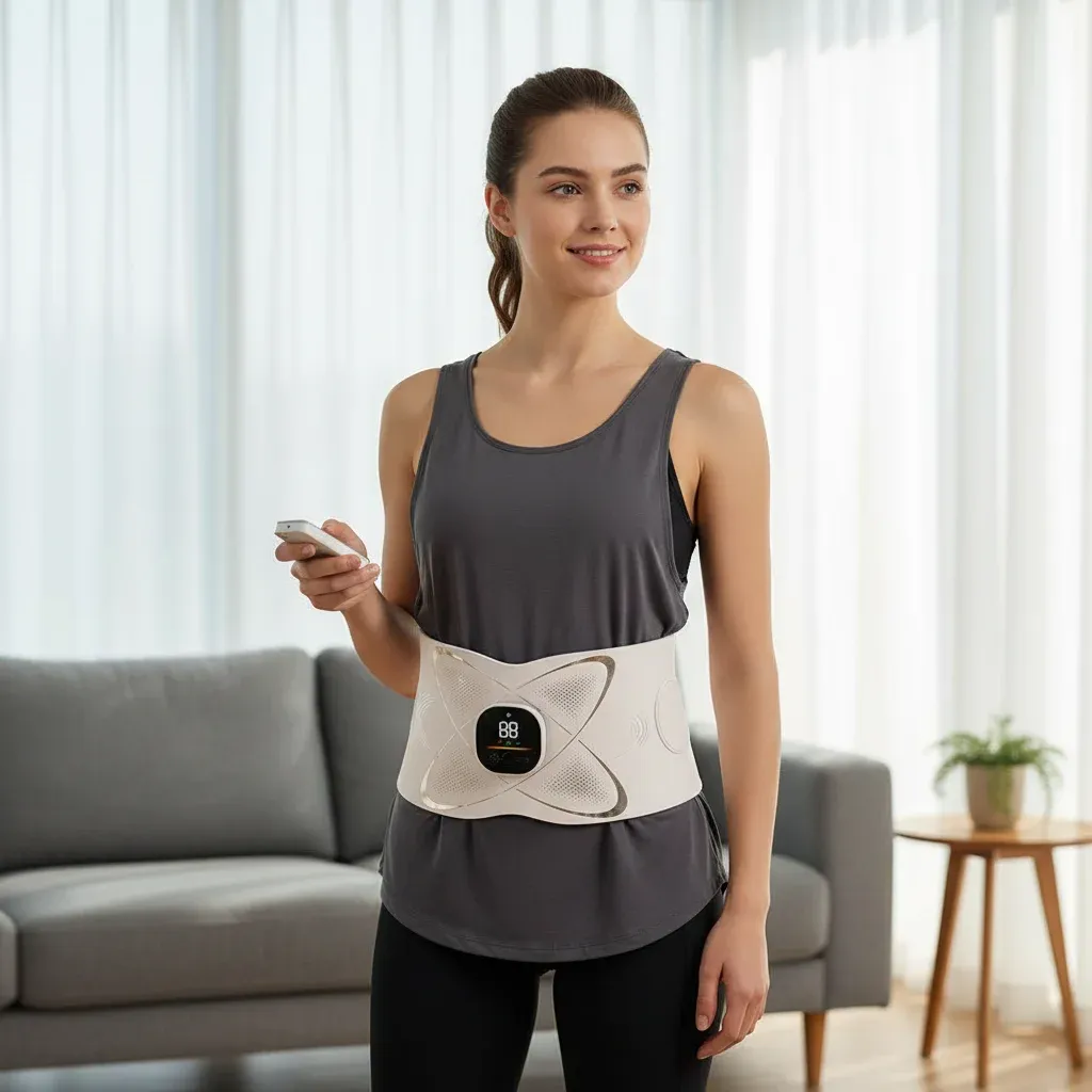 Demonstrating the results of regular Slendertone Ab Belt training
