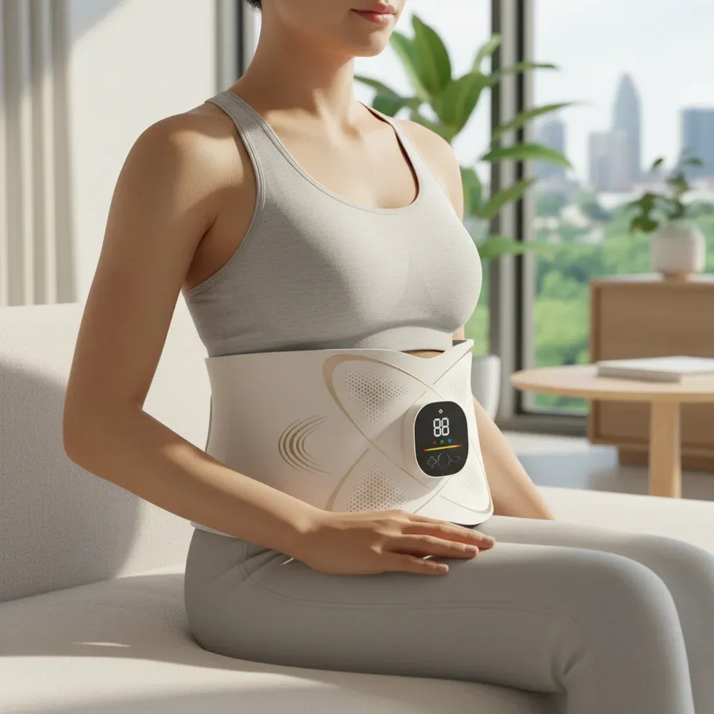 Lifestyle shot of the Slendertone EMS toning belt in use