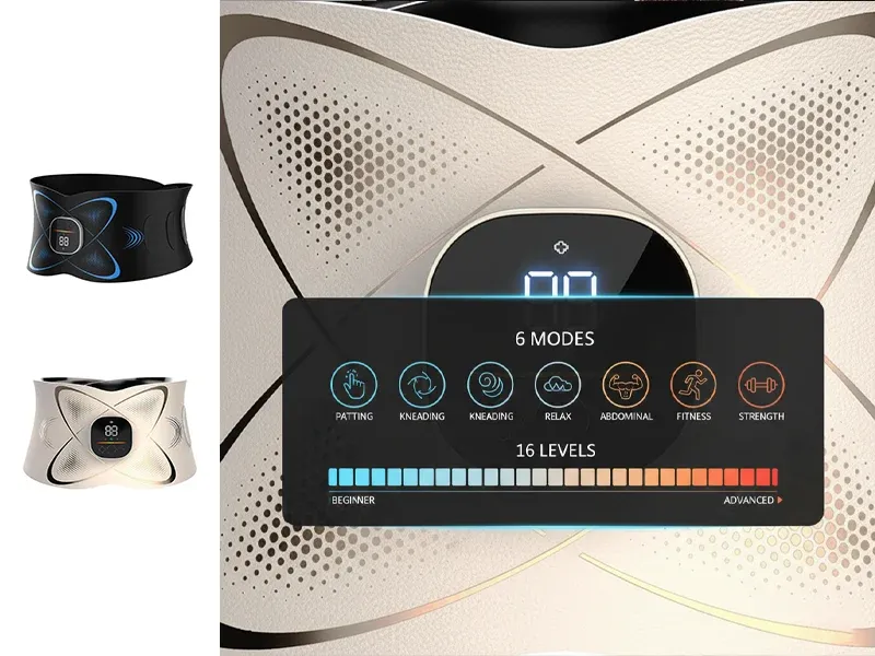 Slendertone ab belt promotional banner showing EMS core training benefits